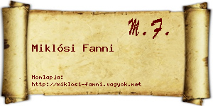 Miklósi Fanni névjegykártya